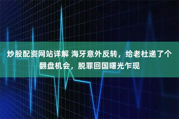 炒股配资网站详解 海牙意外反转，给老杜递了个翻盘机会，脱罪回国曙光乍现
